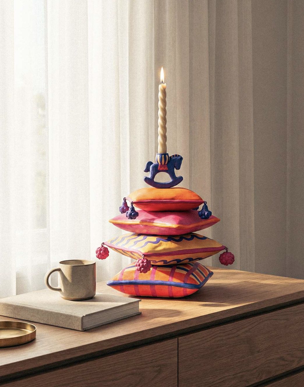 Portavelas «Fairy Tale Horse on Pillows», Pupcha